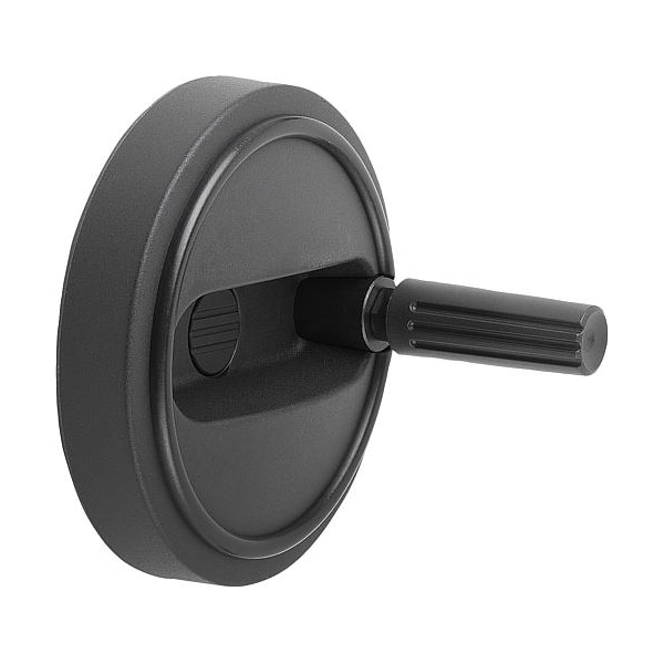 Handwheel, Thermoplastic, Diameter D1= 125 mm, Reamed Bore D2= 12 mm, Size: 3, With Revolving Handle