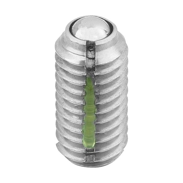 Spring Plunger Standard Spring Force, Long-Lok D=1/2-13 L=22, Stainless Steel, Ball Stainless Steel