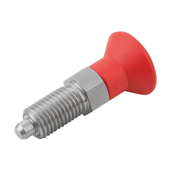 Indexing Plunger Red D1= M12X1, 5, D=6, Style A, Non-Lockout wo Locknut, Stainless Steel Hardened