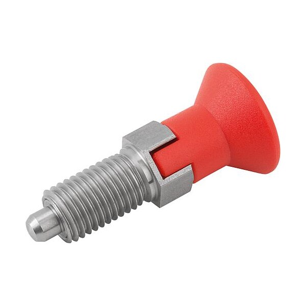 Indexing Plunger Red D1= M24X2, D=16, Style C, Lockout Type wo Locknut, Stainless Steel Not Hardened