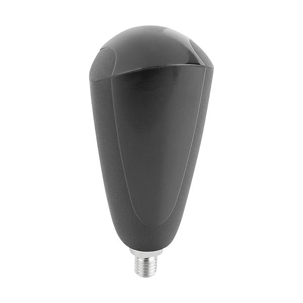 Revolving Handle, Oval, Size: 1, D= 1/4-20X9, D1= 25, Thermoset, Gloss Black, Comp. Steel
