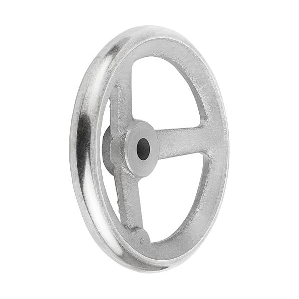 Handwheel, DIN 950, D1= 250 mm, Bore D2= 0.875", Gray Cast Iron, Without Grip
