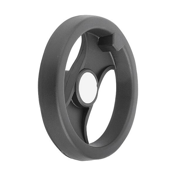 2-Spoke Handwheel, PA Plastic, Steel Bushing, Diameter D1= 129 mm, Bore D2= 14 mm, Without Grip