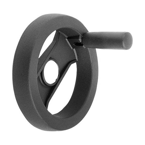 2-Spoke Handwheel, PA Plastic, Steel Bushing, Diameter D1= 129 mm, Bore D2= 0.312", Folding Grip