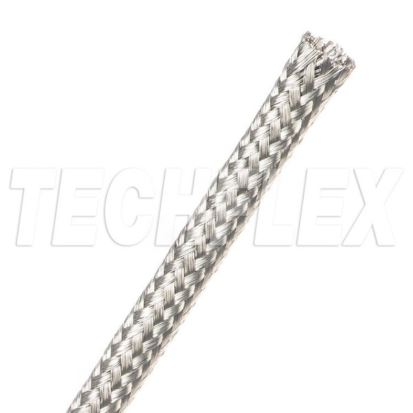 Braided Cable Sleeve, 1/4 in Inside Dia., 100 ft, Copper, Silver