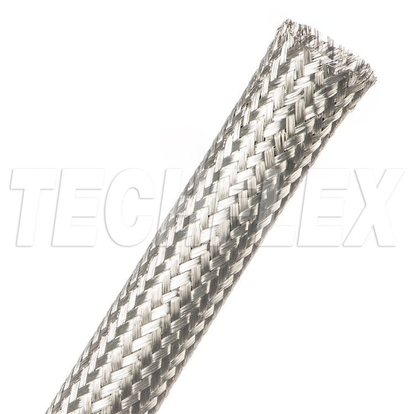 Braided Cable Sleeve, 7/8 in Inside Dia., 50 ft, Copper, Silver