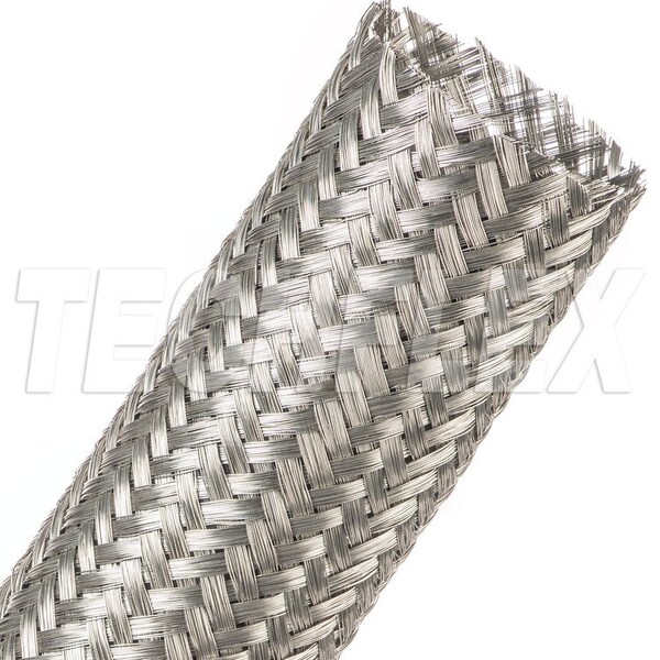 Braided Cable Sleeve, 2 in Inside Dia., 50 ft, Copper, Silver
