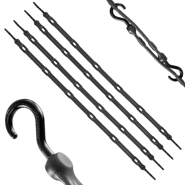 36 in Heavy Duty Adjustable Poly Strap with Nylon Hooks, Black, 4-Count