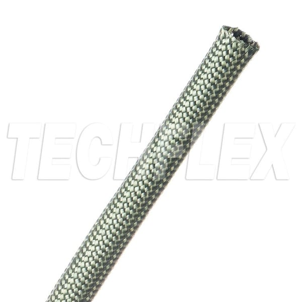 Braided Cable Sleeve, 1/4 in Inside Dia., 5/16 in Max Bundle Dia., 25 ft, Green