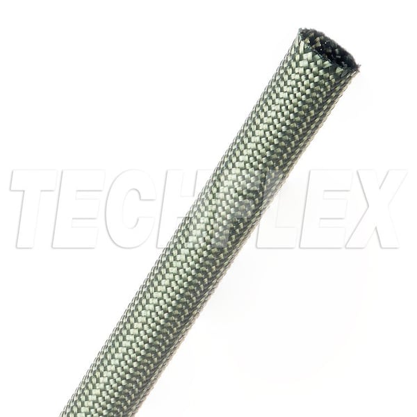 Braided Cable Sleeve, 3/8 in Inside Dia., 1/2 in Max Bundle Dia., 25 ft, Green