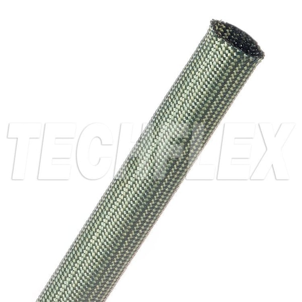 Braided Cable Sleeve, 5/8 in Inside Dia., 7/8 in Max Bundle Dia., 25 ft, Green