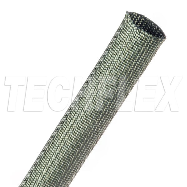Braided Cable Sleeve, 3/4 in Inside Dia., 1 in Max Bundle Dia., 25 ft, Green