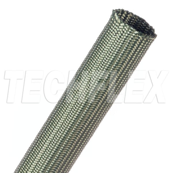 Braided Cable Sleeve, 1 in Inside Dia., 1-1/8 in Max Bundle Dia., 25 ft, Green