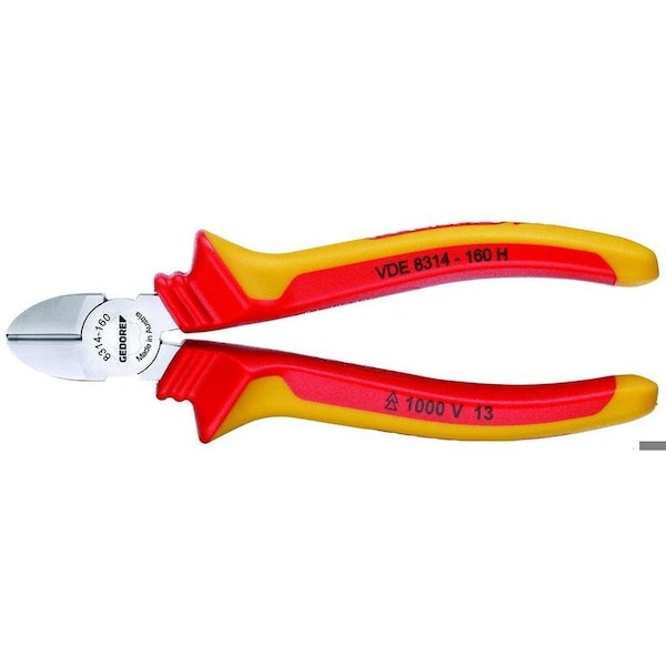 Insulated Diagonal Cutter, 5-1/2", Handle Type: VDE Insulating Sleeves