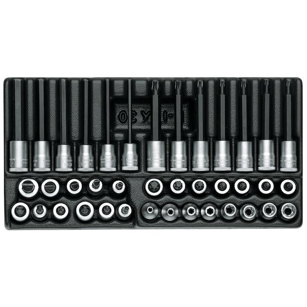 Screwdriver Bit Socket Set, 3/8", Bit Style: Phillips, Pozi, Hex, Slotted, Torx