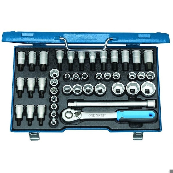 1/2" Drive Socket Set, SAE, Metric, 42 pcs