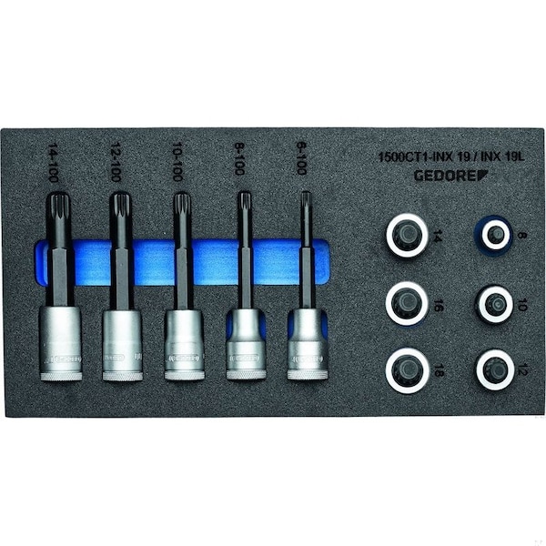 Screwdriver Bit Socket Set, 1/2", Number of Pieces: 11