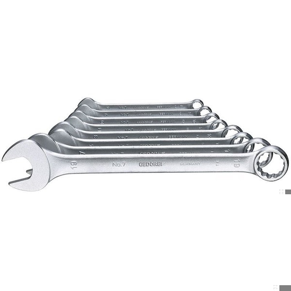 Combination Wrench Set, 8 pcs., 8-19mm, SAE or Metric: Metric