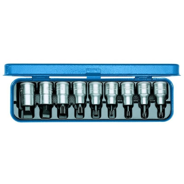 Screwdriver Bit Socket Set, 1/2", 9 pcs., Measurement Type: Metric