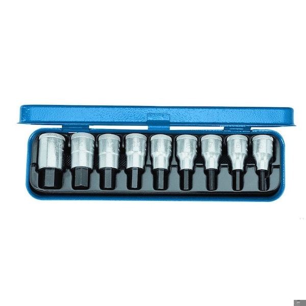 Screwdriver Bit Socket Set, 1/2", 9 pcs., SAE or Metric: SAE