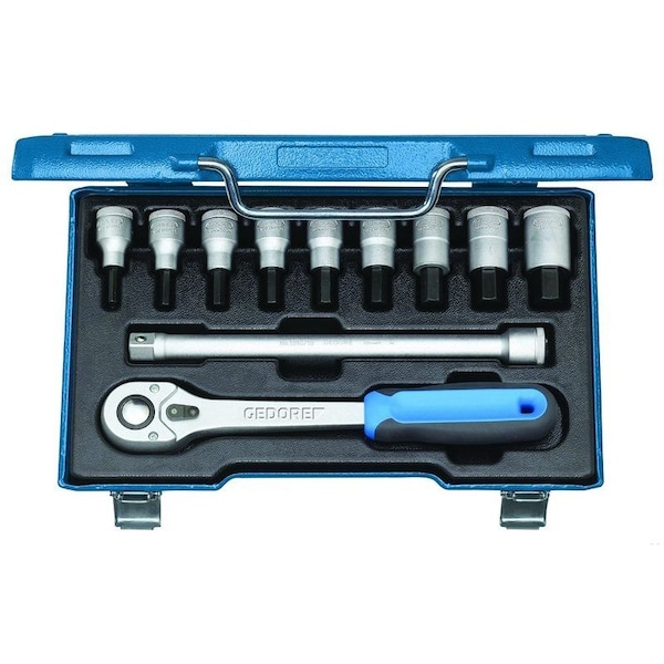 Screwdriver Bit Socket Set, 1/2", 5-17mm, Number of Pieces: 11