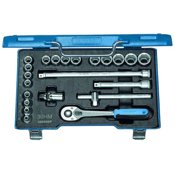 Socket Set, 3/8", 22 pcs., Hex 6-22mm, 6235470