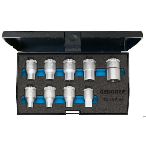 1/2" Drive Socket Set, 1/2", 9 pcs., Torx E10-24, Torx(R)