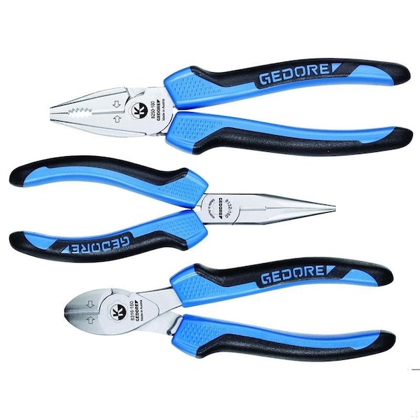 Pliers Set, 3 pcs., Overall Length: 160mm, 180mm, 160mm