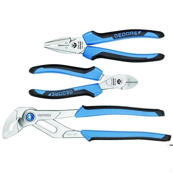 Pliers Set, 3 pcs., Overall Length: 10", 180mm, 160mm
