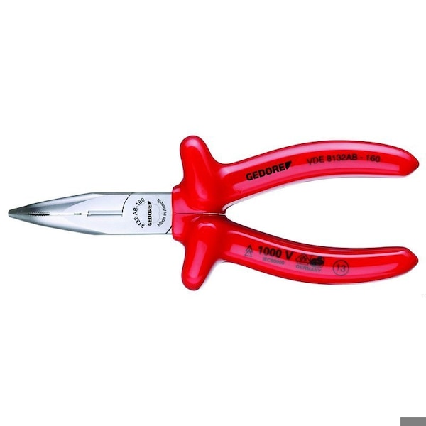 Ins Bent, Needle Nose Pliers, 6-1/4", Overall Length: 160mm