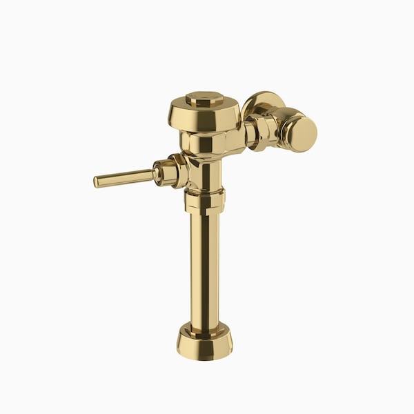 Manual Flush Valve, 1.6 gpf gpf, Polished Brass, 1 in, 1 1/2 in Spud Coupling