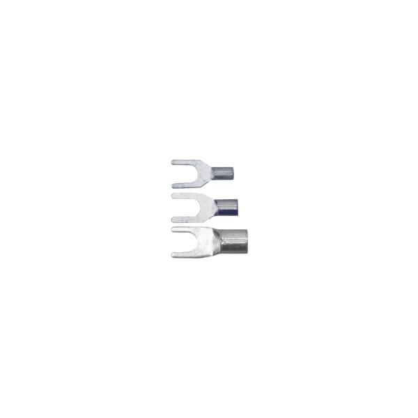 Fork Terminal, #10 Stud Size, 14 AWG, Bare Insulated, Bare, 100 PK