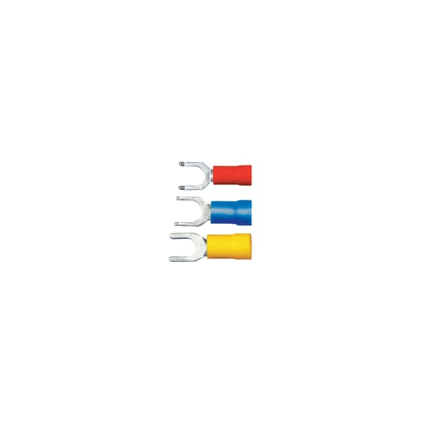 Fork Terminal, #10 Stud Size, 14 AWG, 600 V, PVC Insulated, Blue, 1000 PK