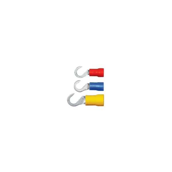 Hook Terminal, #10 Stud Size, 10 AWG, 600 V, PVC Insulated, Yellow, 1000 PK