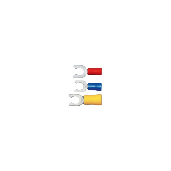 Fork Terminal, #10 Stud Size, 14 AWG, 600 V, PVC Insulated, Blue, 1000 PK