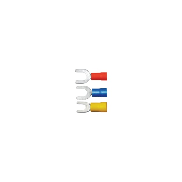 Fork Terminal, #10 Stud Size, 14 AWG, 600 V, PVC Insulated, Blue, 1000 PK
