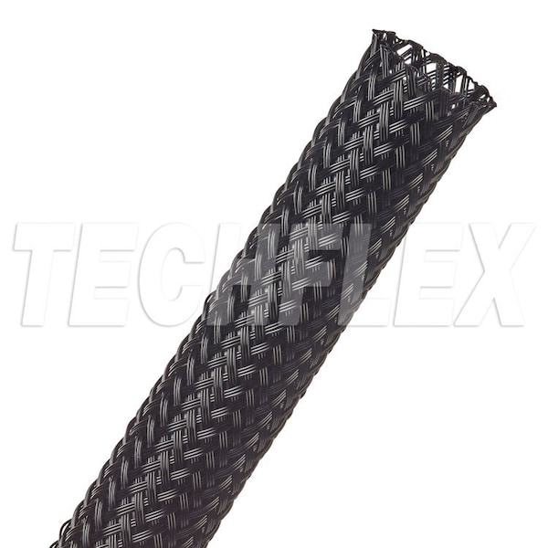 Braided Cable Sleeve, 3/4 in Inside Dia., 1-1/4 in Max Bundle Dia., 50 ft, Nylon, Black