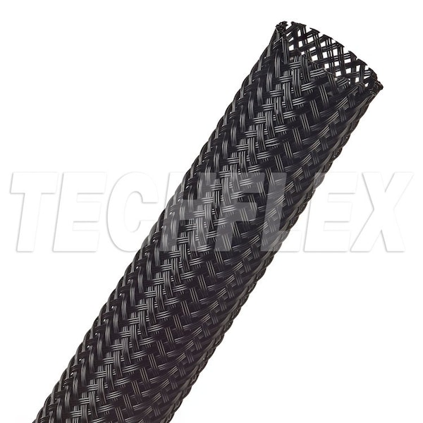 Braided Cable Sleeve, 1 in Inside Dia., 1-1/2 in Max Bundle Dia., 50 ft, Nylon, Black