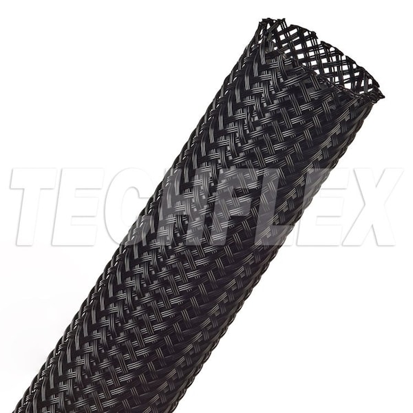 Braided Cable Sleeve, 1-1/4 in Inside Dia., 2 in Max Bundle Dia., 50 ft, Nylon, Black