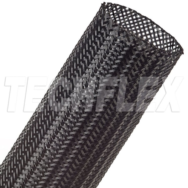 Braided Cable Sleeve, 2-1/4 in Inside Dia., 3 in Max Bundle Dia., 25 ft, Nylon, Black