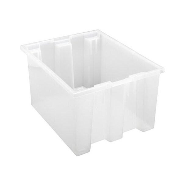 Stack & Nest Storage Tote, 9 gal, 19-1/2 in L x 15-1/2 in W x 10 in H, Clear, Polyethylene