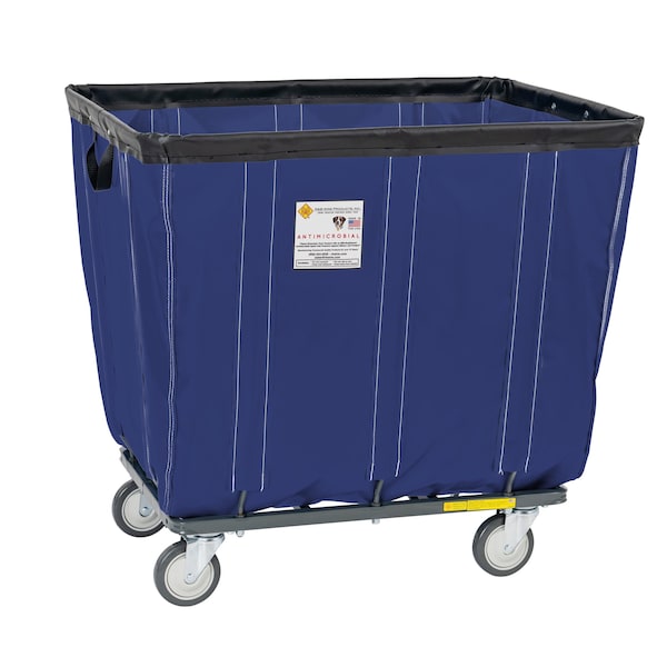 Antimicrobial Vinyl Basket Truck with Steel Base, 10 Bushel, Navy