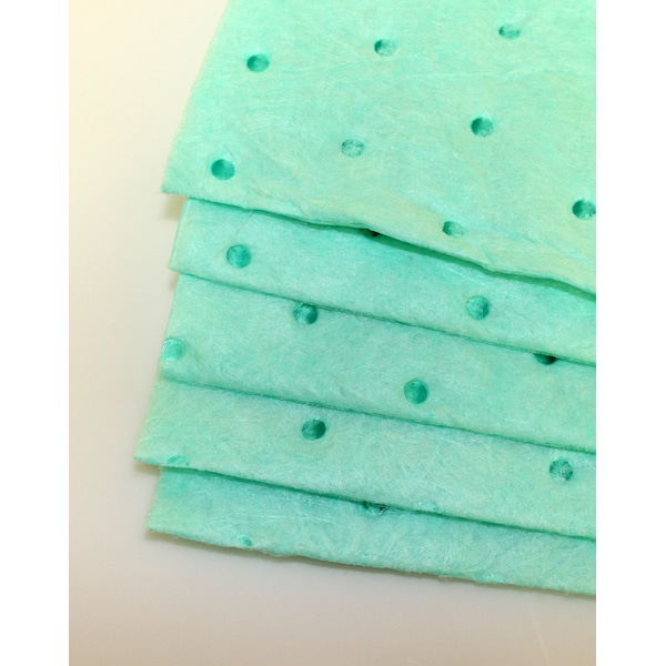 Sorbent Pad, 4.5 in x 5 in, Green, Polypropylene, 100 PK