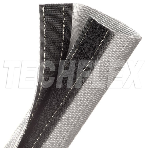 Braided Cable Wrap, 1-1/2 in Inside Dia., 25 ft, Silver