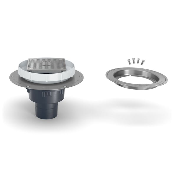 Round Adjustable Round Cleanout, PVC, Stainless Steel, 2" - 3", Solvent-Weld