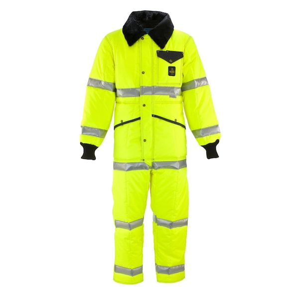 Hi Vis Iron-Tuff Hi-Vis Coverall, Nylon, 11.25 oz Fabric Weight, Lime, 3XL