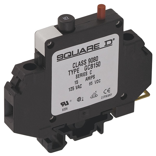 Thermal Magnetic Circuit Protector, NEMA TERMINAL BLOCKS Series, 15A, 1 Pole, 250V AC