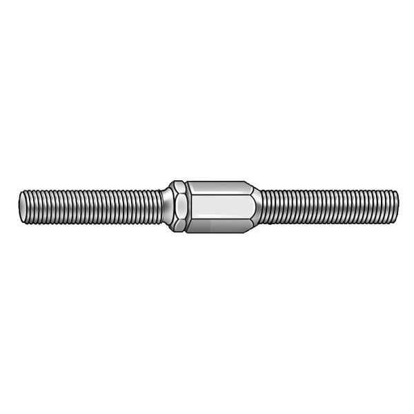 Double-End Threaded Stud, 1/4"-28 Thread to 1/4"-28 Thread, 4 in, Aluminum, Plain
