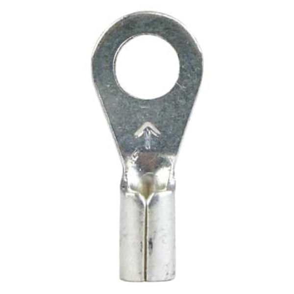 Ring Terminal, #8 Stud Size, 14 AWG, 600 V, Bare Insulated, Bare, Crimp Termination Only, 1000 PK
