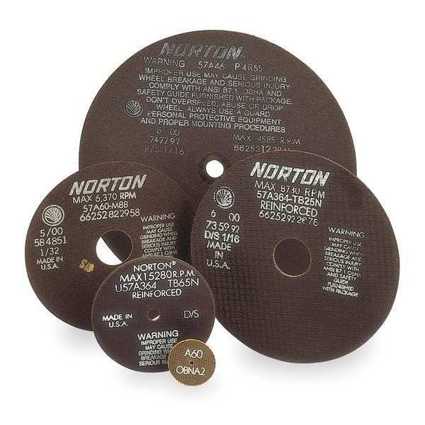 Abrasive Cut-Off Wheel, Type 1, 10 in Dia, 0.06 in Thick, 1 1/4 in Arbor Hole Size, Aluminum Oxide